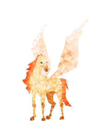 Colorful geometric silhouette of Pegasus animal on white backgroundの写真素材