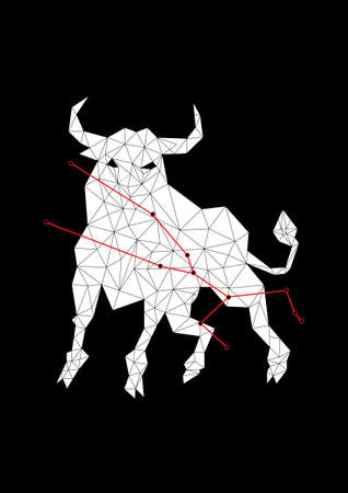 Geometric black and white zodiac sign in polygonal style with constellationの写真素材
