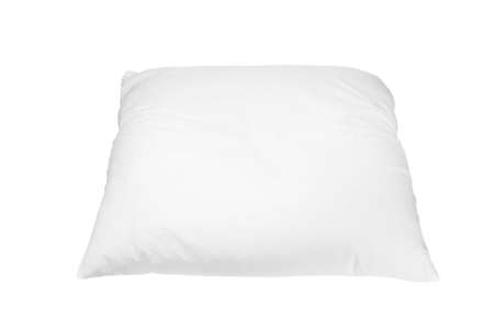 White down pillow. On a white backgroundの写真素材