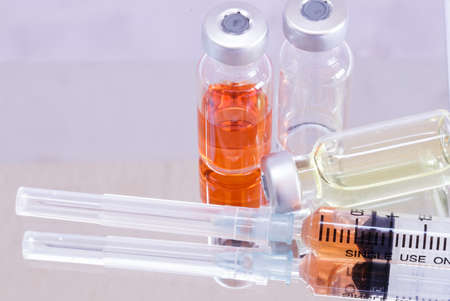 Syringe and ampules for vaccination.の写真素材