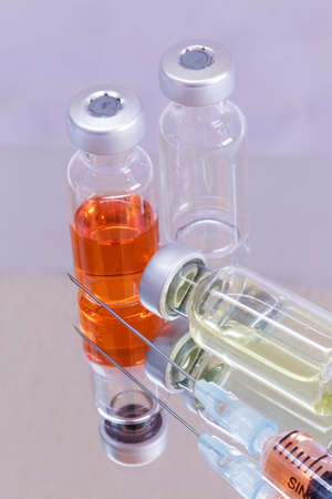 Syringe and ampules for vaccination.の写真素材
