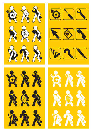 Pictogram figure with various objectsのイラスト素材
