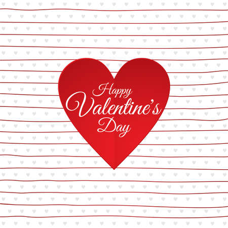 Valentine's Day vector card with hearts and lines backgroundのイラスト素材