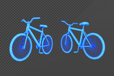 3d rendering hologram bicycle from various perspective view anglesの写真素材