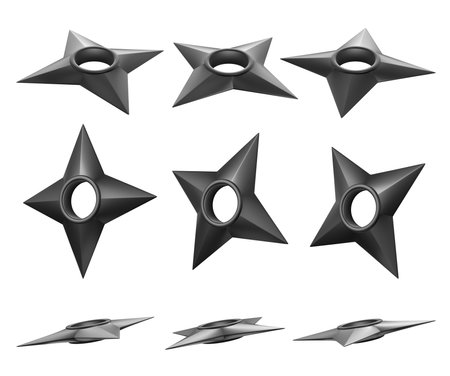 Set of black star shapes isolated on white background. Vector illustration.の写真素材
