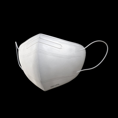 White medical mask isolated on black background. 3D illustration. Clipping pathの写真素材