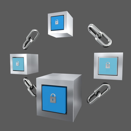 Set of lock icons on a grey background. 3D illustration.の写真素材