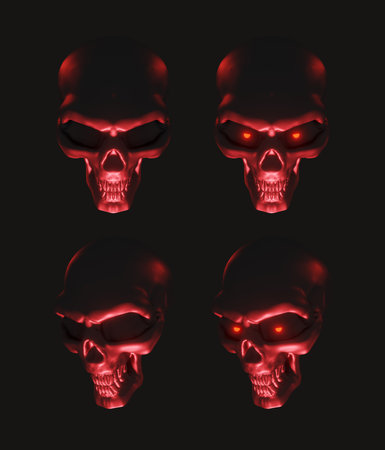 Skulls set. 3D illustration. 3D rendering.の写真素材