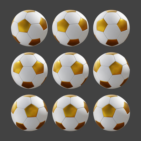 Set of soccer balls isolated on grey background. Vector illustration for your designの写真素材