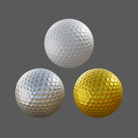 Golf balls isolated on a gray background. 3d rendering.の写真素材
