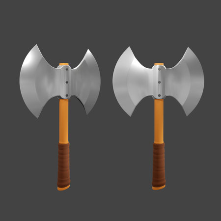 Medieval battle axe isolated on grey background. Vector illustration EPS10の写真素材