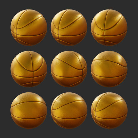 Set of realistic basketball balls isolated on gray background. Vector illustration.の写真素材