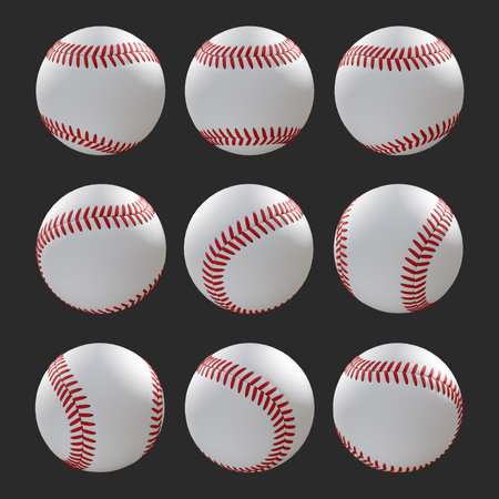Baseball ball set isolated on black background. Vector illustration. Eps 10の写真素材