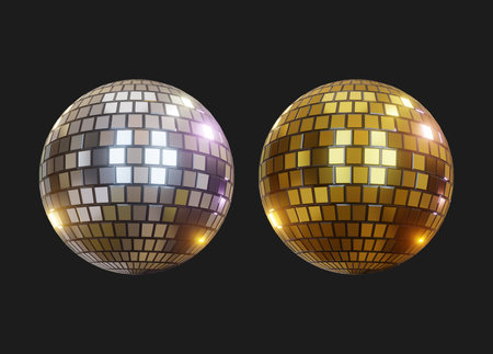 disco ball isolated on black background. vector illustration eps 10の写真素材