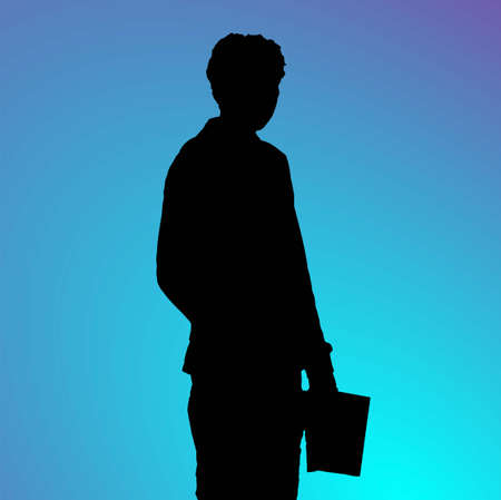 illustration of a person holding a book with a silhouette effect. eps10 vector