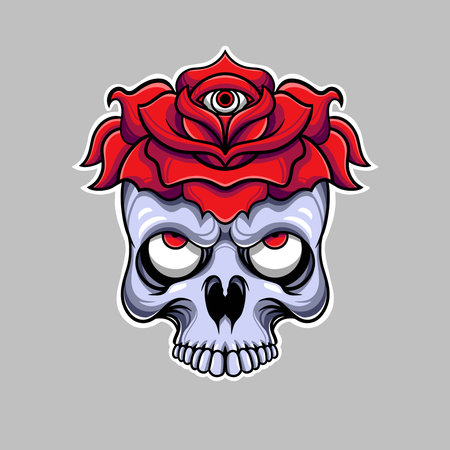 Skull Rose Illustrationのイラスト素材