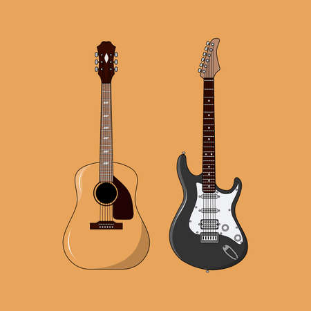 Illustration of guitar in cartoon vector drawingのイラスト素材