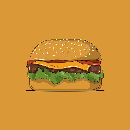 Hamburger in cartoon vector drawingのイラスト素材