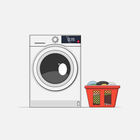 Vector of wash machine flat designのイラスト素材