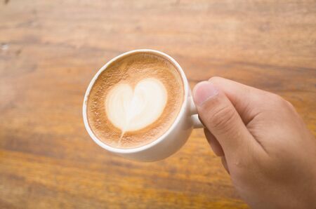 Hot coffee on the tableの写真素材