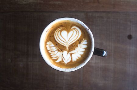 Hot coffee on the tableの写真素材