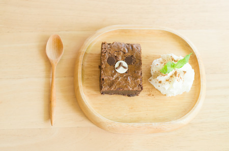 Chewy Fudge chocolate chip Homemade Brownies bearの写真素材