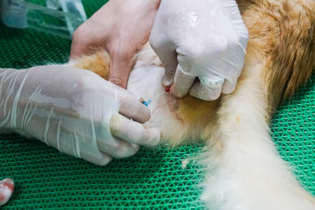 My cat is getting a Urinary Catheter so she can pee.の写真素材