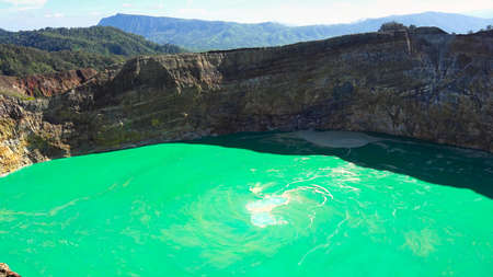 Beautiful lake view of the Kelimutu Mountain, Located in Ende, Indonesiaの写真素材
