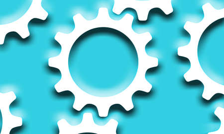 White gear with cyan background vector for design your web poster, banner, background, template, etc.のイラスト素材