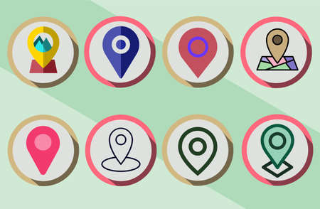 Set of colorful Map Pin icon vector with different color and styleのイラスト素材
