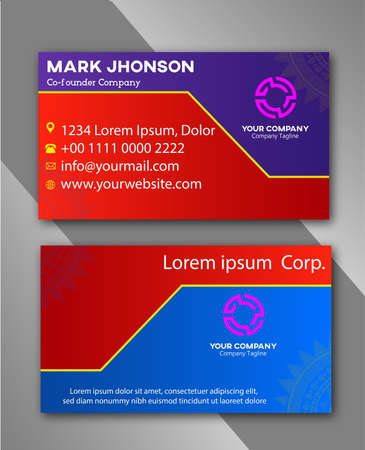 Modern, and colorful stripe lines name card, editable business card template vector.のイラスト素材