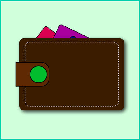 Simple brown wallet with white stitching vector illustrationのイラスト素材