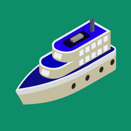 3D Cruise Ship vector illustration isolated on cyan backgroundのイラスト素材