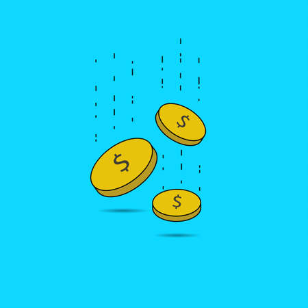 Illustration of falling gold coins vector designのイラスト素材