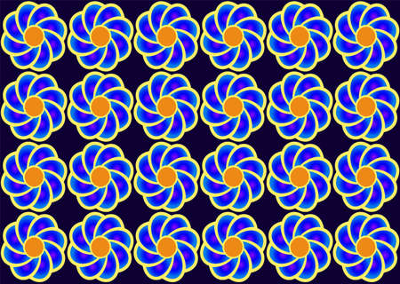 Attractive blue flower seamless pattern isolated on dark blue backgroundの写真素材