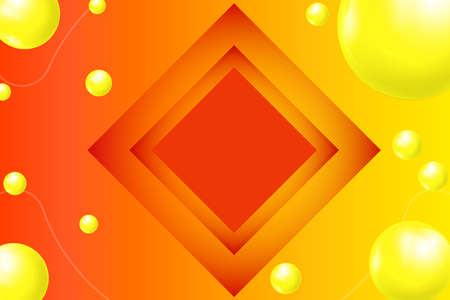 Beautiful and elegant orange abstract background with yellow 3D ball effectのイラスト素材