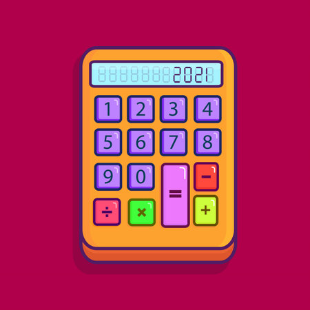Illustration of a calculator vector design isolated on red backgroundのイラスト素材