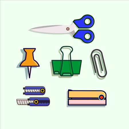 Set of stationary tools isolated on white vector designのイラスト素材
