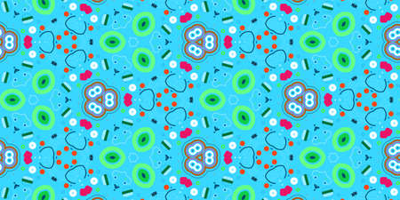 Modern and colorful symmetrical ornament and shapes isolated on cyan background design