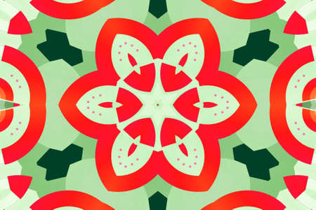 Abstract red and green design for ceramic tiles, majolica, ornament or design element concept