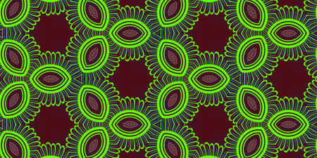 Simple and modern green leaf ornaments pattern isolated on red background