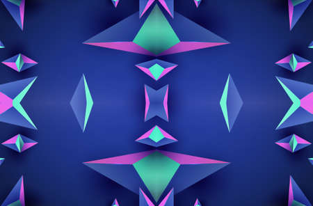 Futuristic symmetrical shapes with 3D drop shadow isolated on gradient blue background design...