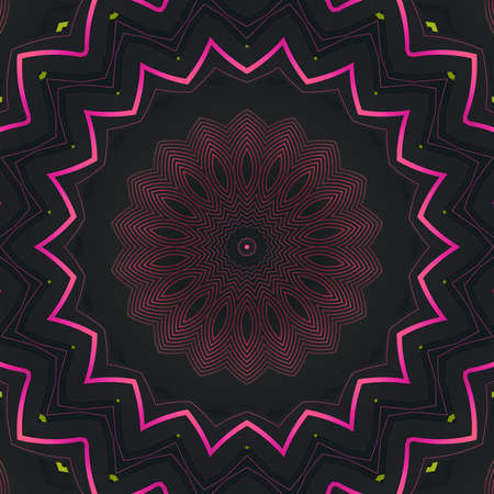 Abstract pink background with symmetrical and 3D shapes line effect on black gradient background...