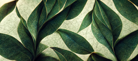 3D leaves pattern with green exotic leaves realistic. 3D Renderingの写真素材