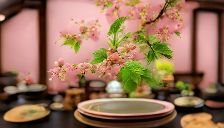 Macro shot of purple cherry blossoms high detailed. 3D rendering