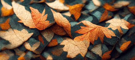 3D leaves pattern with orange exotic leaves. 3D Renderingの素材