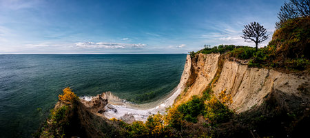 Beautiful cliff with river and trees with dramatic design backgroundの素材