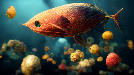 Beautiful and colorful underwater landscape with fish.の素材
