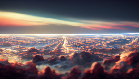 Incredible sky view above the clouds.の素材