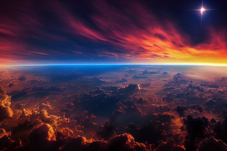 Beautiful sky view above the clouds.の素材